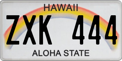 HI license plate ZXK444