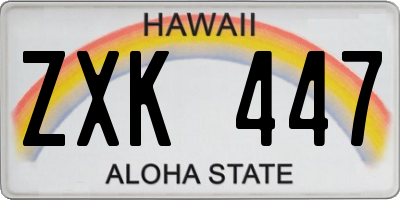 HI license plate ZXK447
