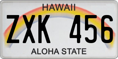 HI license plate ZXK456