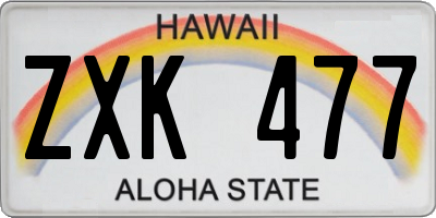 HI license plate ZXK477