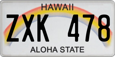 HI license plate ZXK478