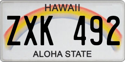 HI license plate ZXK492
