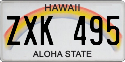 HI license plate ZXK495