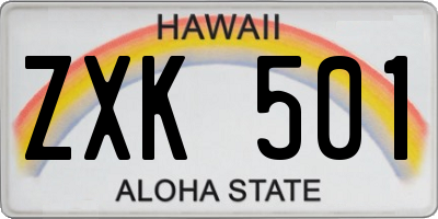 HI license plate ZXK501