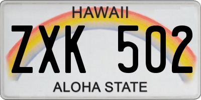 HI license plate ZXK502
