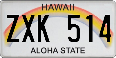 HI license plate ZXK514