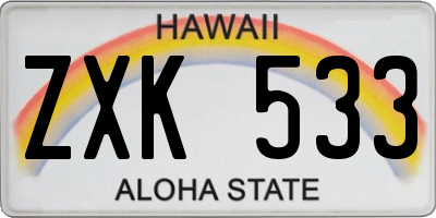 HI license plate ZXK533