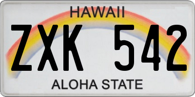 HI license plate ZXK542