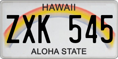 HI license plate ZXK545