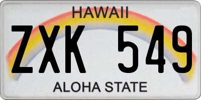 HI license plate ZXK549