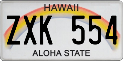 HI license plate ZXK554