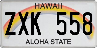 HI license plate ZXK558