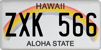 HI license plate ZXK566