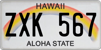 HI license plate ZXK567