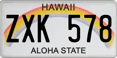HI license plate ZXK578