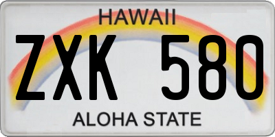 HI license plate ZXK580
