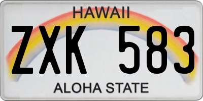 HI license plate ZXK583