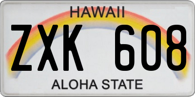 HI license plate ZXK608