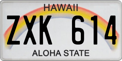 HI license plate ZXK614