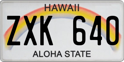 HI license plate ZXK640