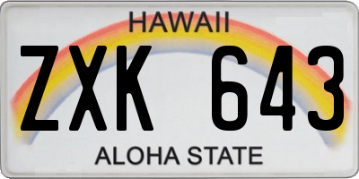 HI license plate ZXK643