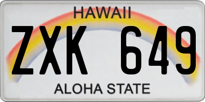 HI license plate ZXK649