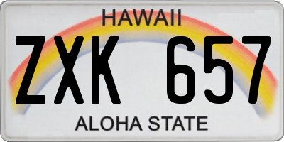 HI license plate ZXK657