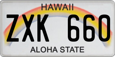 HI license plate ZXK660