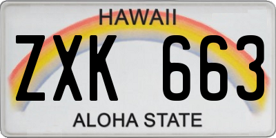 HI license plate ZXK663