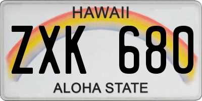 HI license plate ZXK680