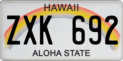 HI license plate ZXK692