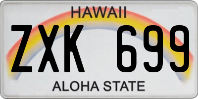 HI license plate ZXK699