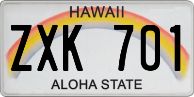 HI license plate ZXK701