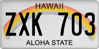 HI license plate ZXK703