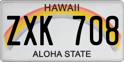 HI license plate ZXK708