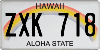 HI license plate ZXK718