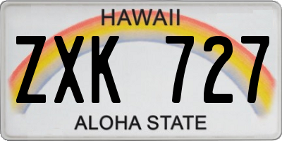 HI license plate ZXK727