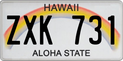 HI license plate ZXK731
