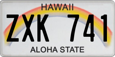 HI license plate ZXK741