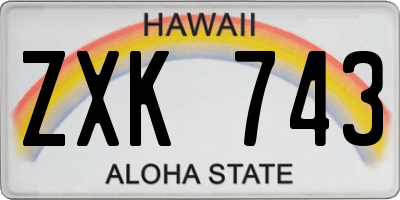 HI license plate ZXK743
