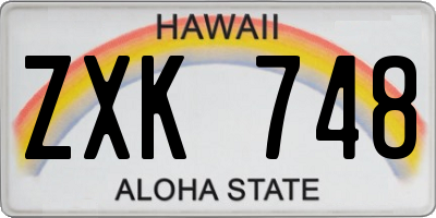 HI license plate ZXK748