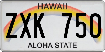 HI license plate ZXK750