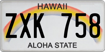 HI license plate ZXK758