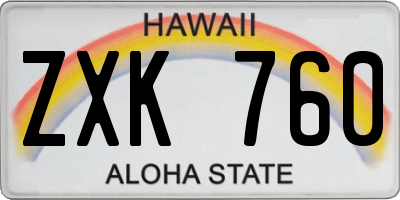 HI license plate ZXK760