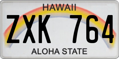 HI license plate ZXK764