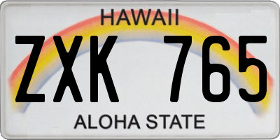 HI license plate ZXK765