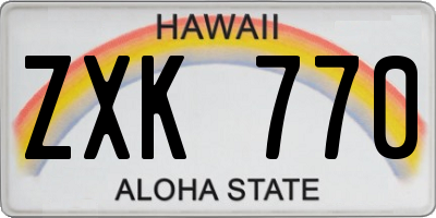 HI license plate ZXK770