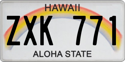 HI license plate ZXK771