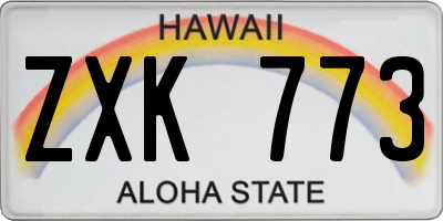 HI license plate ZXK773
