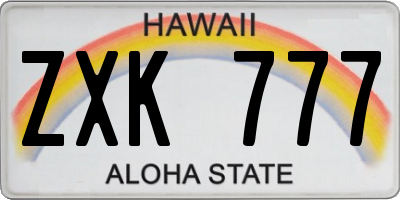 HI license plate ZXK777